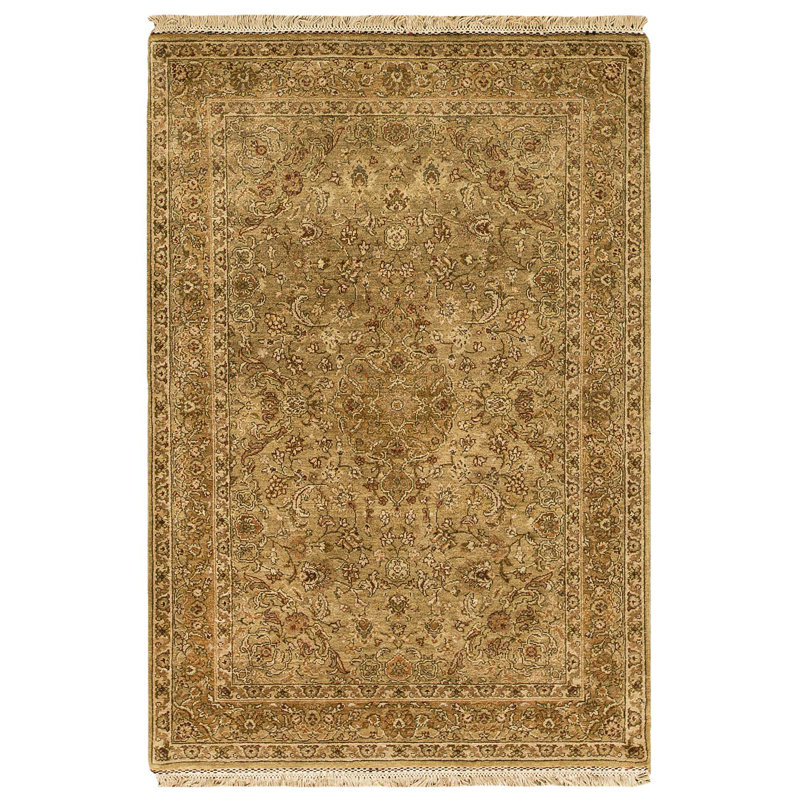 Tapis beige noué à la main de haute qualité