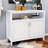 White Buffet Server Cabinet For Kitchen. E1 Material. Painted Top And Shelves. Large Storage Capacity With Adjustable Shelf. Easy Assembly Kit Included. Secure Magnetic Door Kitchen Side - White.