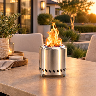 5.5" Tabletop Fire Pit, Smokeless Firepit Outdoor, Mini Fire Pit For With Carry Bag For Camping Backyard Patio Garden Picnic,Silver
