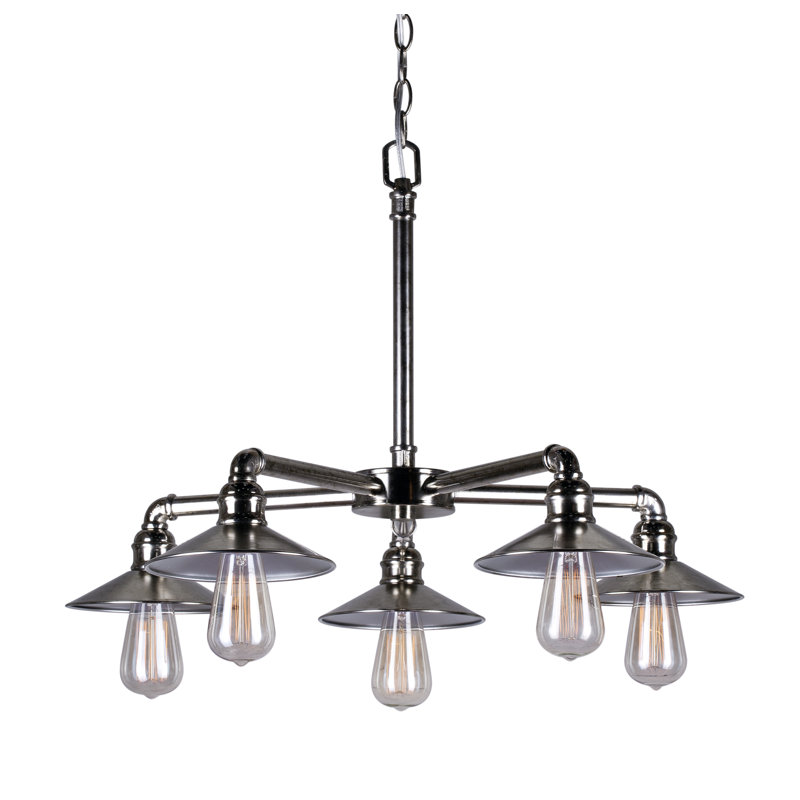 Renninger 5 - Light Dimmable Classic / Traditional Chandelier, Vintage Chrome