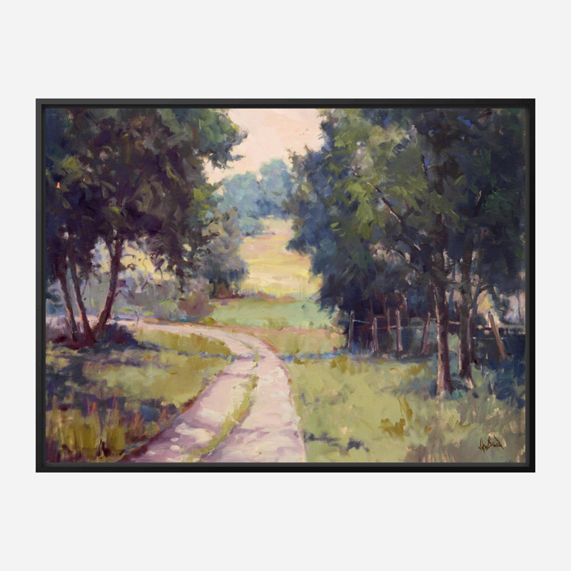 John Beard Collection''s Around The Bench On Giclee Canvas Hand Embellished Art, Black Framed Canvas