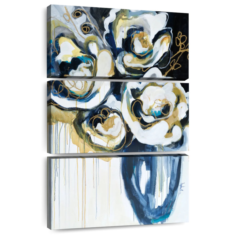 Avery en fleurs en bleu, H 57 po x l 36 po