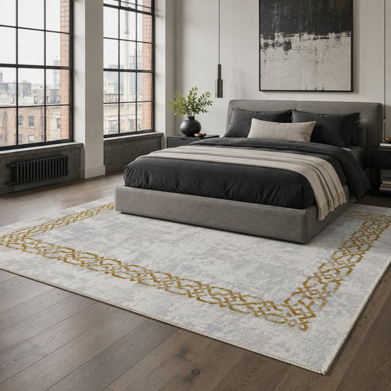 Abstract Cotton and Chenille Flatweave Area Rug, 160 cm round