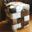 Hawthorn 36cm Wide Genuine Leather Square Patchwork Cube Ottoman