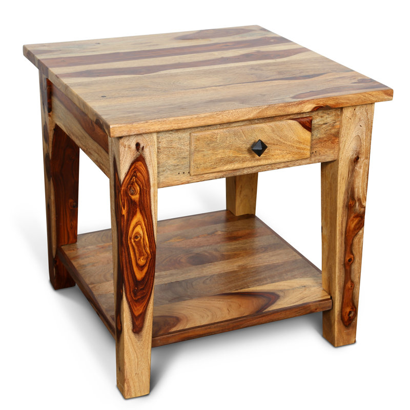 Traci Solid Wood End Table with Storage