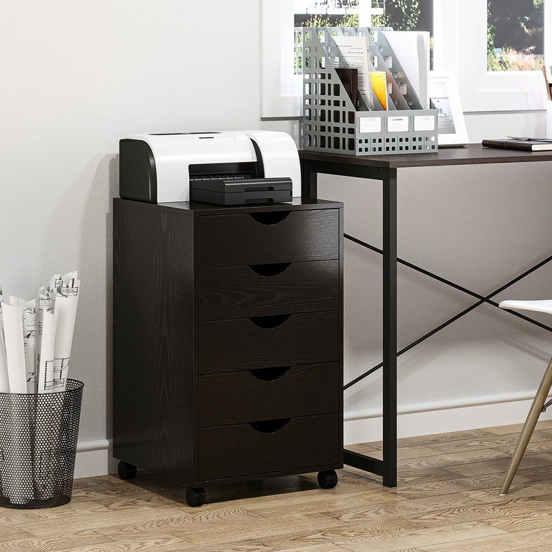 Classeur brun à 5 tiroirs avec accès facile - Rangement pratique pour le bureau et la maison