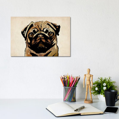 Pug Dog by Michael Tompsett - Wrapped Canvas Painting