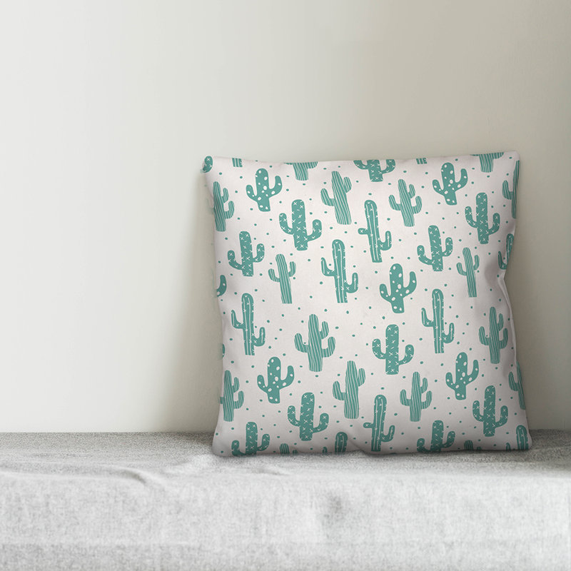  Coussin Cactus, 20 po x 20 po, Blanc