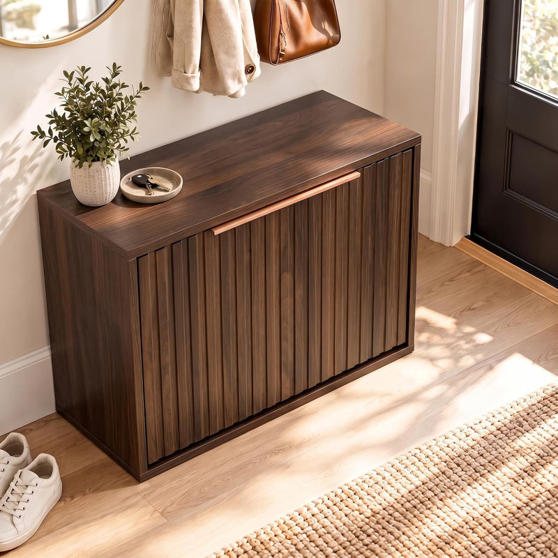 1 Door Shoe Cabinet, Natural oak