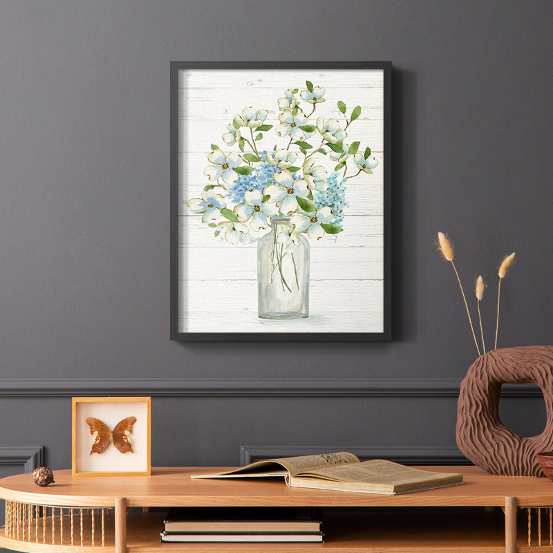 Dogwood Cluster II Framed Print - Solid Wood, 28" H x 22" W, Black