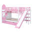 Lit superposé de style château double avec 2 tiroirs, 3 tablettes et glissière - rose-945210712-945210725