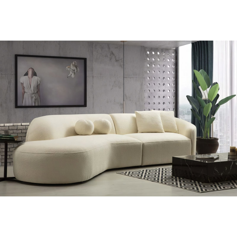 Aodh 2 - Piece Upholstered Sectional, Ivory Boucle, Right Hand Facing