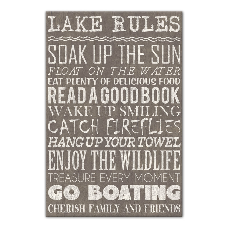 " Lake Rules Gray ", 24" H x 16" W