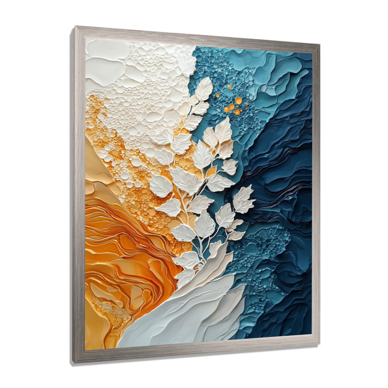 Orah - art mural abstrait, Argent argent, H 20 po x l 12 po, Reproduction encadrée d'une seule photo