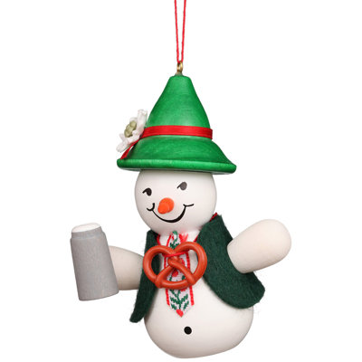 Ornement figurine suspendue bonhomme de neige bavarois