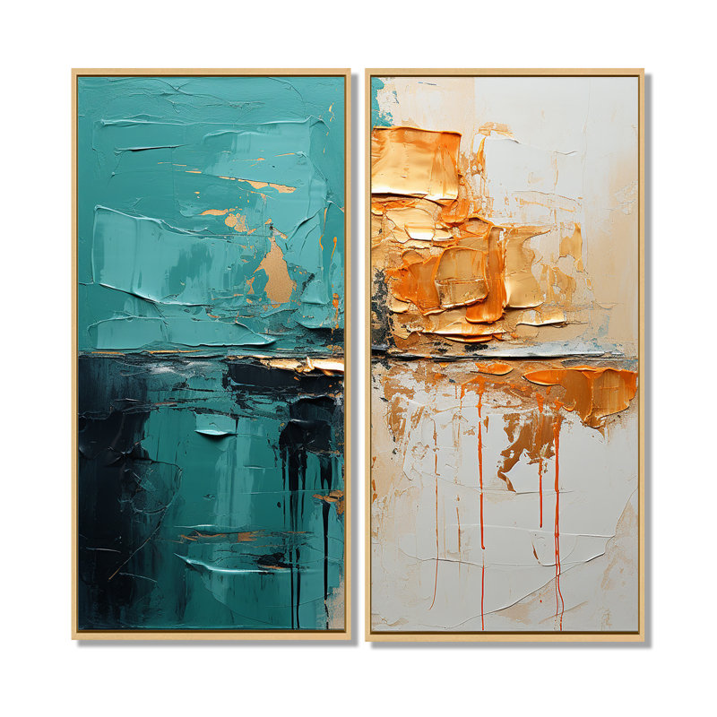 Towerside - Turquoise, art mural, 40" H x 40" W, Cream, Impression encadrée flottante