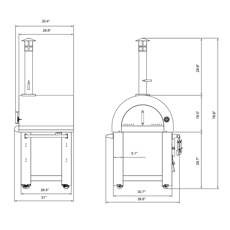Empava Stainless Steel Free Standing Wood Burning Pizza Oven, Red