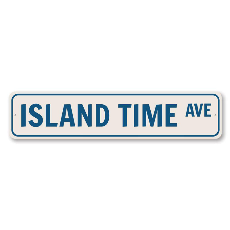 Plaque en aluminium personnalisée Island Time Avenue, H 4 po x l 18 po x P 0,04 po