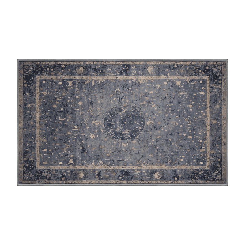 Machine Washable Gray Area Rug, Runner 2' x 4'