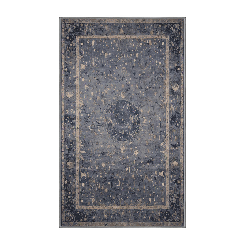 Tapis gris lavable à la machine, Rectangle 5 pi x 7 pi