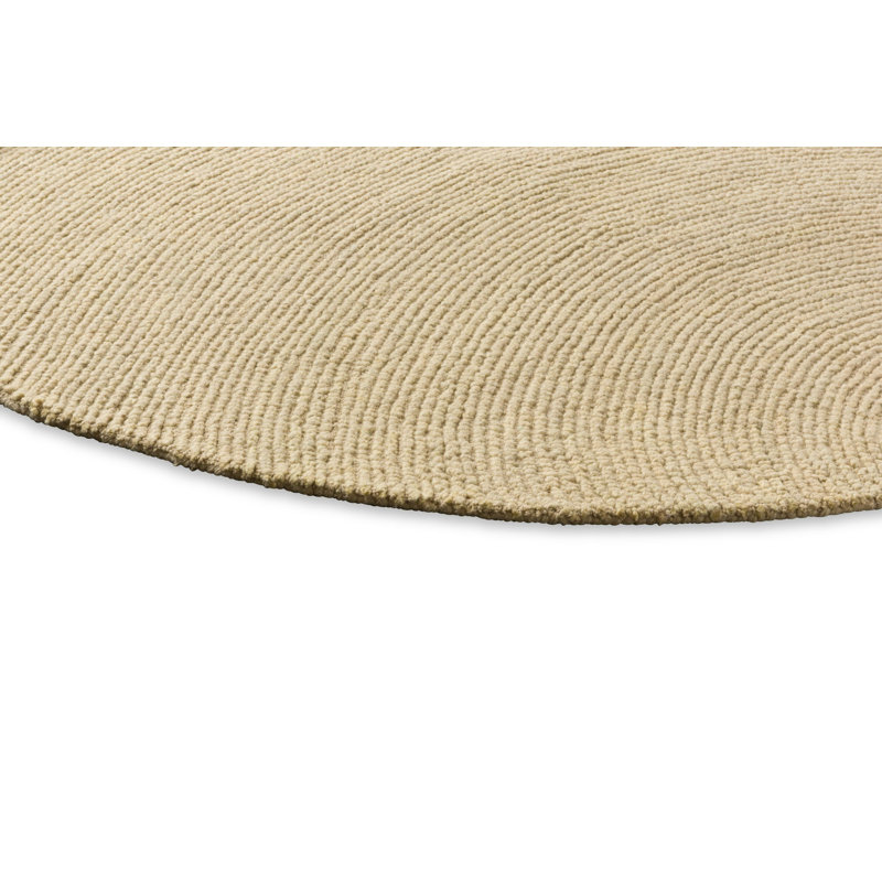 Hand Tufted Wool Area Rug in Sand, Round 4'11"