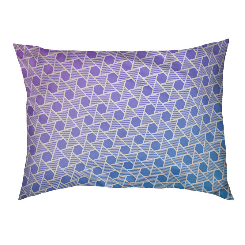 Coussin décoratif à triangles hexagonaux Rainbow, Petit (L 18 po x l 28 po), Mauve / Bleu