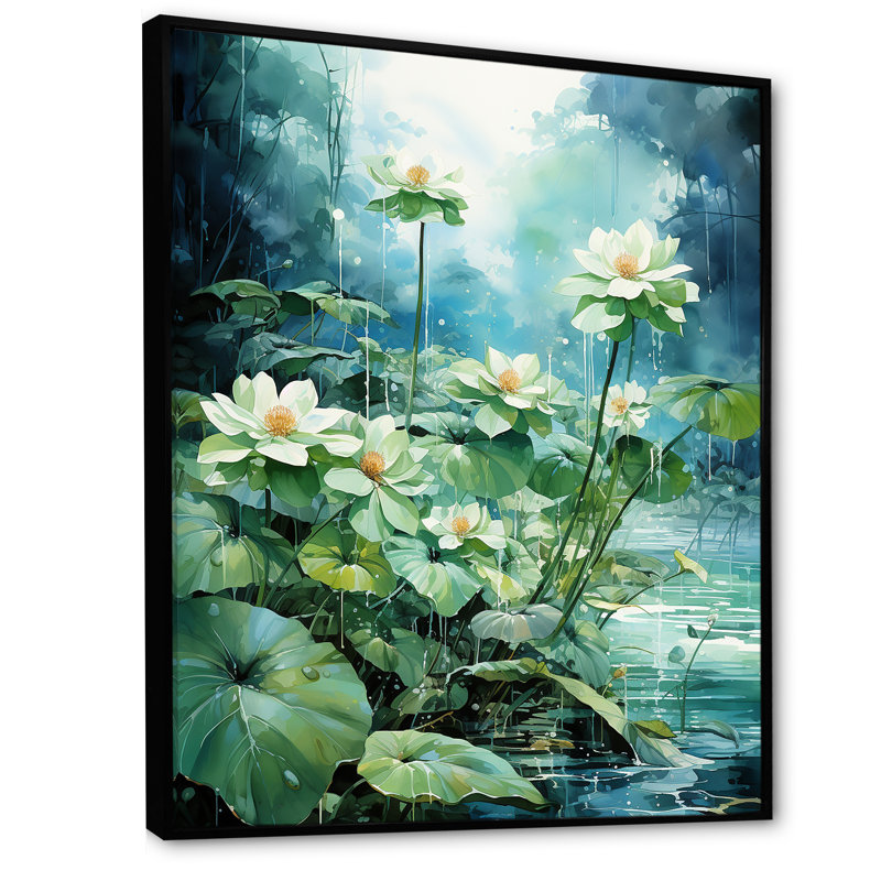 Floral Jungle Flower Majesty 1 - Jungle, art mural, Cadre flottant noir, H 44 po x l 34 po x P 1,5 po