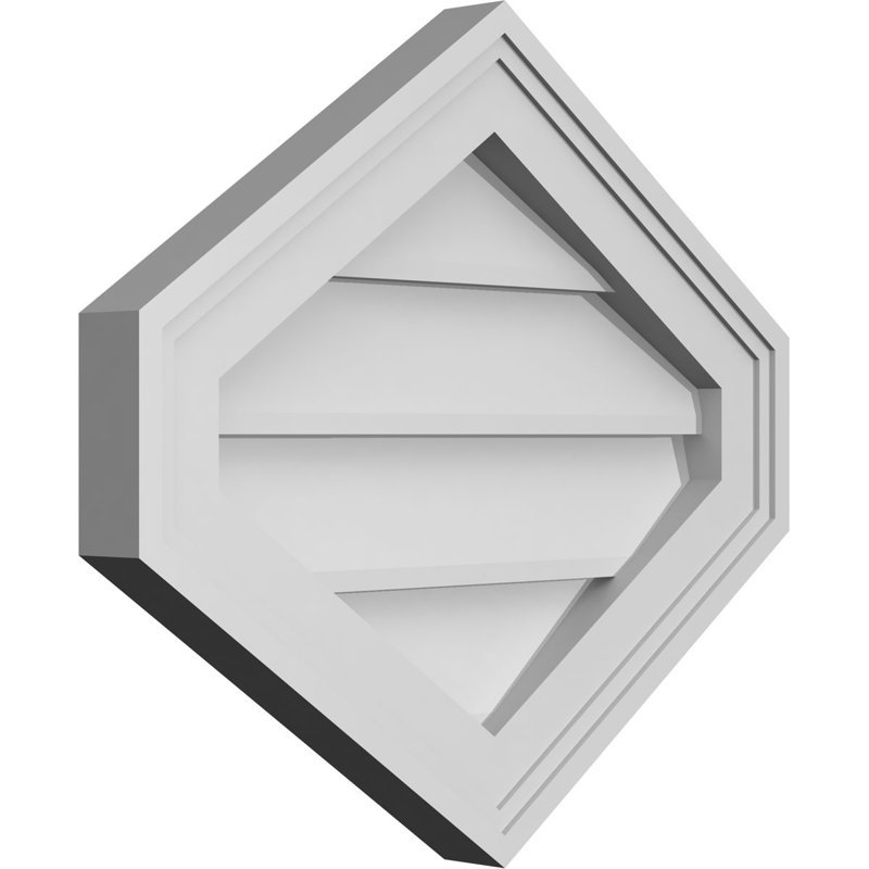 Vertical Peaked Surface Mount Signature Urethane Non-Functional Gable Vent 8/12 Pitch Primed Tan, 16" H x 18" W x 1.5" D