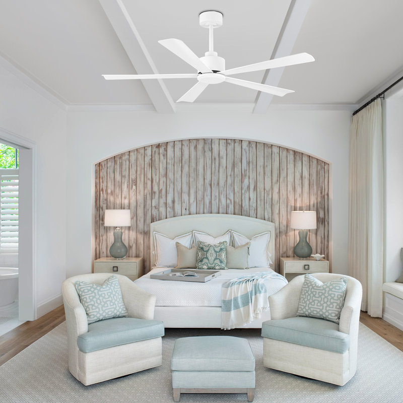 Ilze 52'' 5-Blade DC Motor Indoor/Covered Outdoor Lightless Ceiling Fan with Remote Control, White