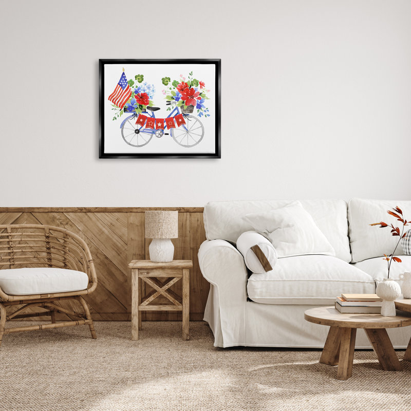 «Red Barrel Studio® Floral Americana» par Heather Lee Chan, Cadre flottant noir de jais, H 25 po x l 31 po x P 1,7 po