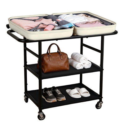 Porte-bagages pour chambre d'amis, porte-bagages à roulettes à 3 niveaux