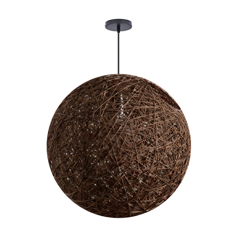 Luminaire suspendu sphère 1 lumière blanc, H 23,62 po x l 23,62 po x P 23,62 po, Brun