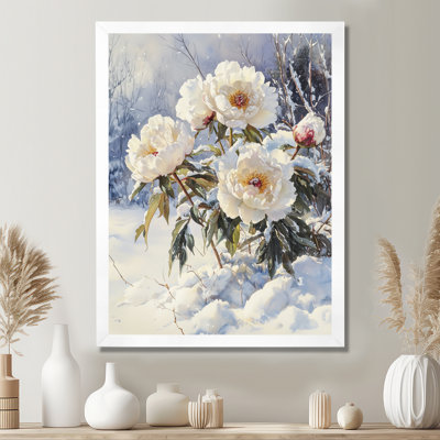 Pivoines hivernales dans les congères I - salon d'art mural floral