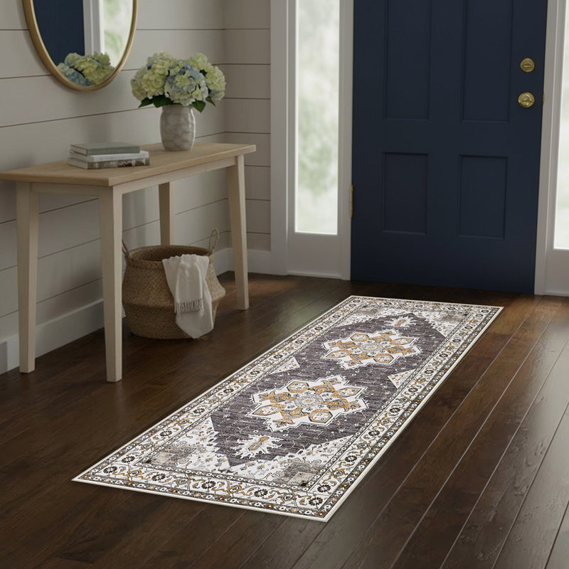Laura Ashley Florence Imagine Printed Chenille Machine Washable Rugs, 2'2" x 5', Taupe