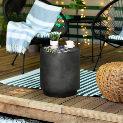 Concrete-Like Table, Dark Gray - Lightweight, 4 Adjustable Feet, , Indoor & Outdoor, Multi-Purpose End 14.5"X14.5"X17 Table With Bogus Concrete Surface Serving Lightweight For Indoor/Outdoor,
