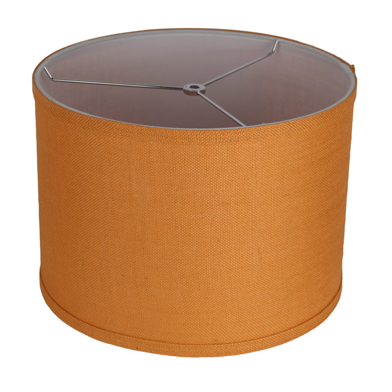 Ganya Burlap Drum Lamp Shade, Tangerine, 10" H x 14" W x 14" D