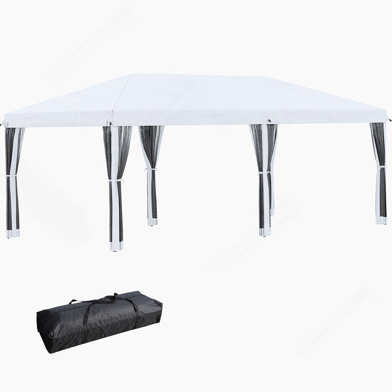 Tente avec auvent Pop Up Outsunny, Blanc