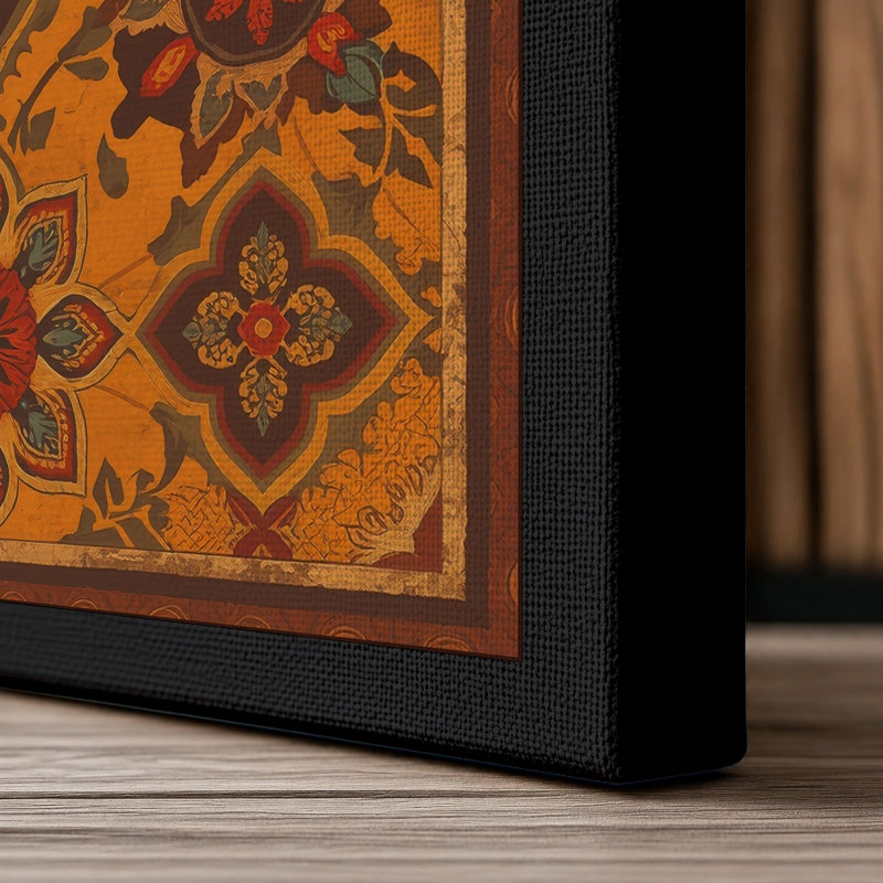 Ornate Eastern Tapestry Eclectic - Wrapped Canvas, 36x24 - 91.4 x 61.0 cm, Black Border