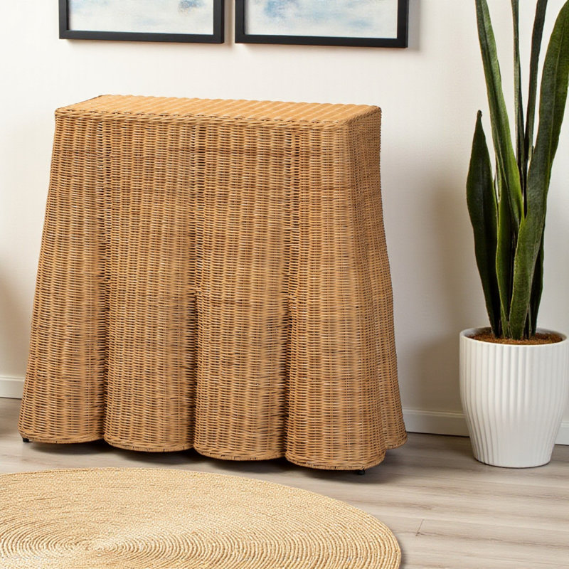 Console d'appoint tissée à la main avec rebord festonné Suzetta, H 31,26 po x l 35,85 po x P 15,46 po