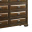 Commode Cair large avec 8 tiroirs biseautés, poignées bronze, bois brun