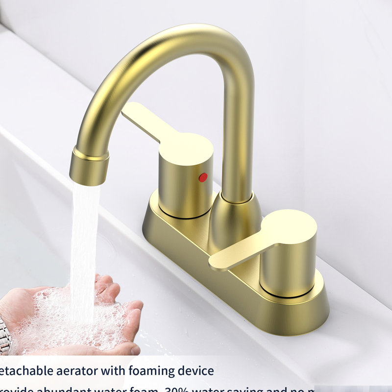 Robinet pour salle de bain à 2 poignées en acier inoxydable brossé à 2 poignées pour installation télévisuelle, Or brossé