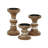 Wood Beaded Pillar Decorative Brown Candle Holder Set