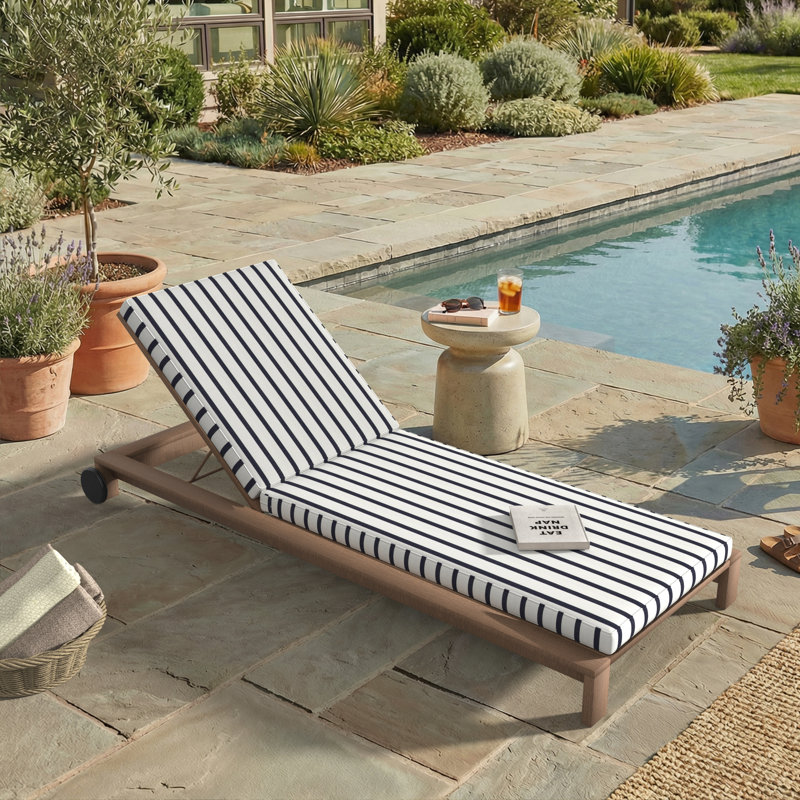Outdoor Chaise Cushion With Sunbrella Fabric, 24" W x 73" D, Sunbrella® Lido Indigo