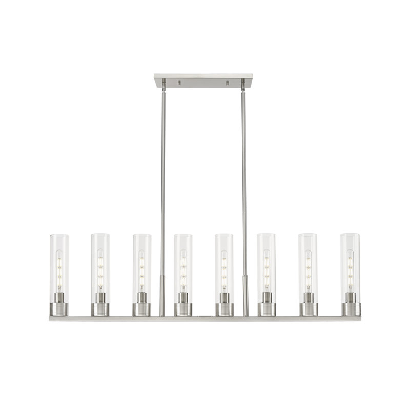 Luminaire suspendu 6 lumières avec abat-jour Scherer, Clair, Nickel satiné