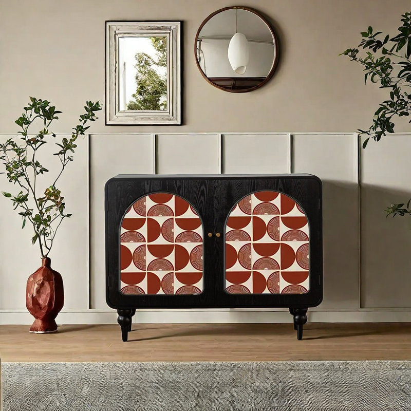 Armoire d'appoint à double porte à motif géométrique
