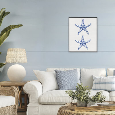 Toile rétro avec étoile de mer encadrée, design par lettré et doublé