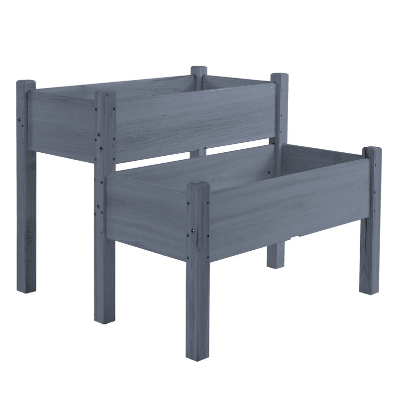 Elevated Planter Box, 34"X34"X28", 2 Wood For Backyard Patio, Nurture Veggies Herbs Blooms, Gray Raised Planter, Backyard, Raise Veggies, Herbs, Flowers