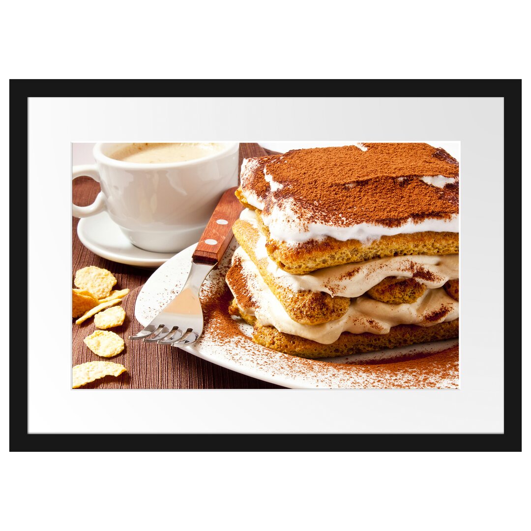 Gerahmtes Poster Leckeres Dessert mit Kaffee