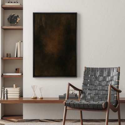«Dark Brown Gradient Abstract Minimalist Moody Decor», reproduction d'art sur toile encadrée