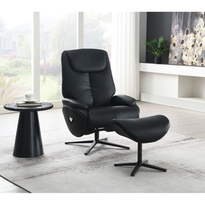 Fauteuil d'appoint pivotant noir avec repose-pieds